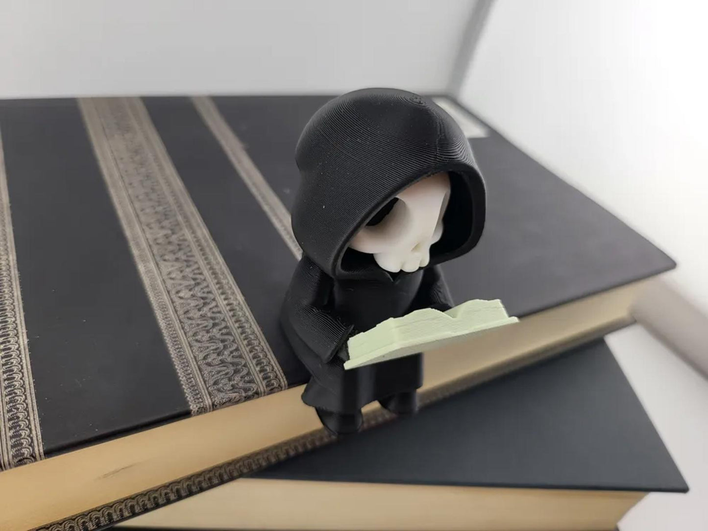 Spooky Cute Grim Reaper Bookshelf Sitter - 3D Printed Gothic Decor