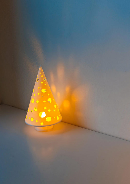 Modern Polka Dot Tree Light - Minimalist Holiday LED Tealight Holder