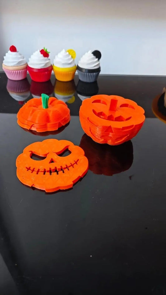 Jack-o'-Lantern Pumpkin Coaster Set - Spooky Halloween Decor PrecursorPrints