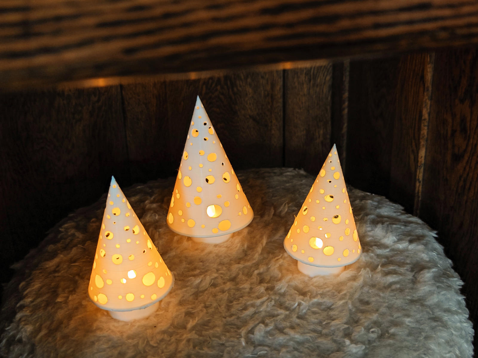 Modern Polka Dot Tree Light - Minimalist Holiday LED Tealight Holder 