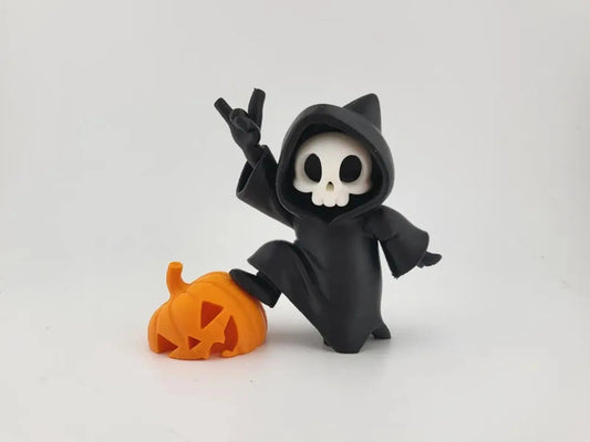 Rock Your Soul! Grim Reaper & Pumpkin Halloween Skeleton Figure My Store