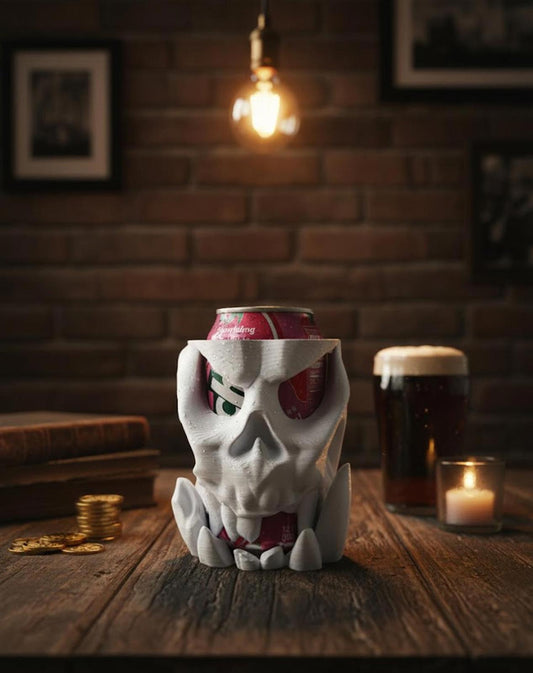Orc Skull Can Cooler - Fantasy Tusk Drink Holder 