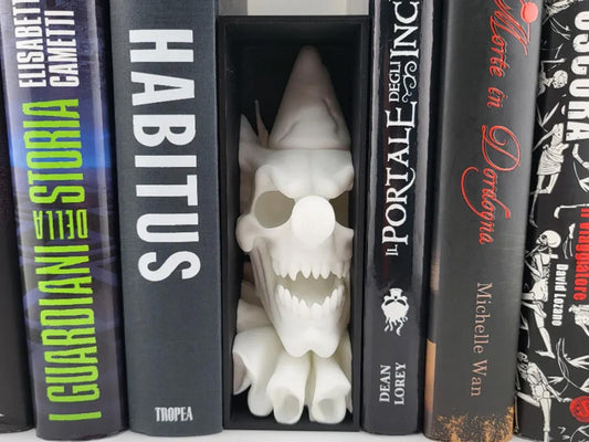 Creepy Clown Skull Book Nook - 3D Printed Horror Bookshelf Insert 