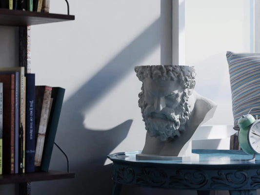 Hercules Bust Planter - Greek God Head Vase 