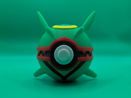 UNIQUE Rayquaza Poké Ball – 3D Printed Custom Pokémon-Inspired Display Prop